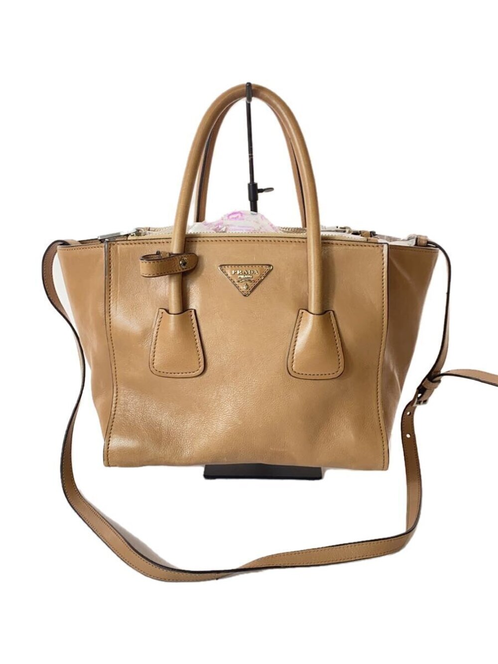 Prada Handbag Cowhide Leather Beige
